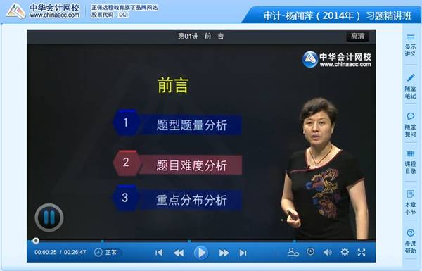 楊聞萍老師2014年注冊(cè)會(huì)計(jì)師考試《審計(jì)》習(xí)題班高清課程