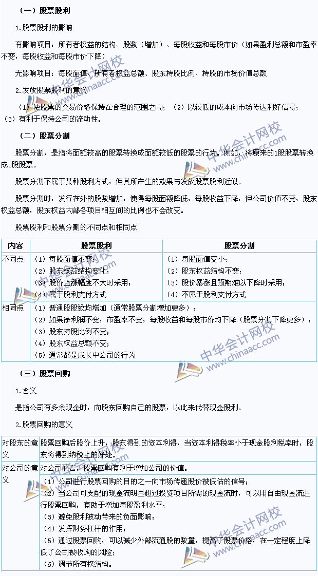 2015注會財管高頻考點：股票股利、股票分割與股票回購