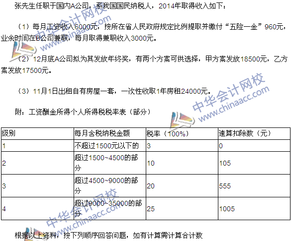 2015注冊會(huì)計(jì)師《稅法》計(jì)算回答題及答案