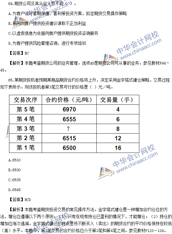 2016年期貨從業(yè)資格考試《期貨基礎(chǔ)知識(shí)》樣卷多選題及答案