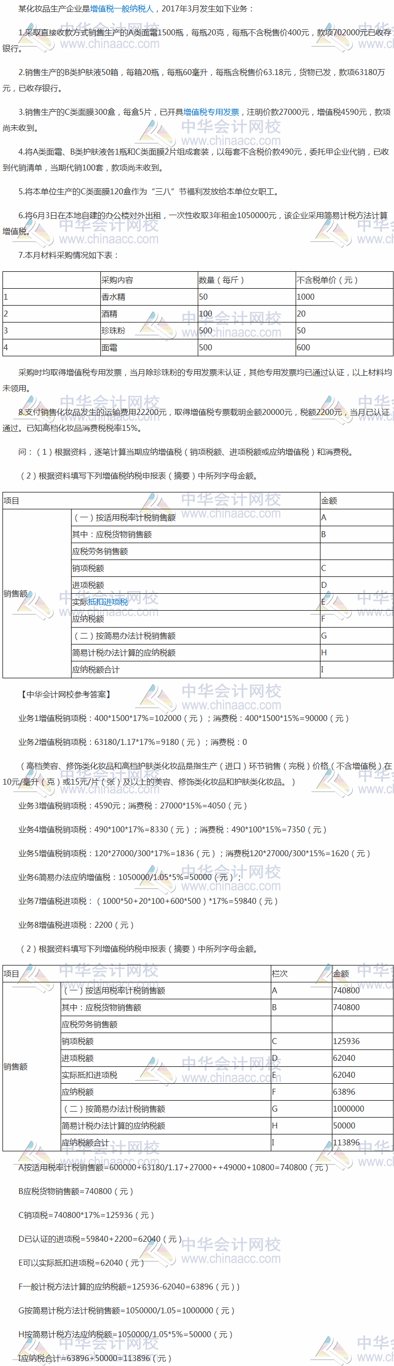 2017稅務(wù)師《涉稅服務(wù)實務(wù)》綜合題試題及參考答案（考生回憶版） 