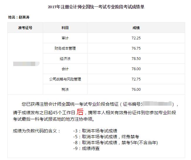 2017年注冊會計師考試全科通過學員光榮榜