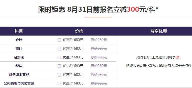 770354注會(huì)密訓(xùn)班優(yōu)惠價(jià)格
