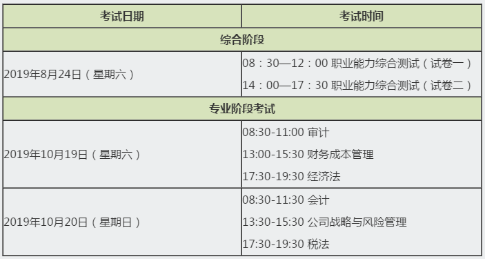 2020年cpa考試時間報名時間分別是什么時候？