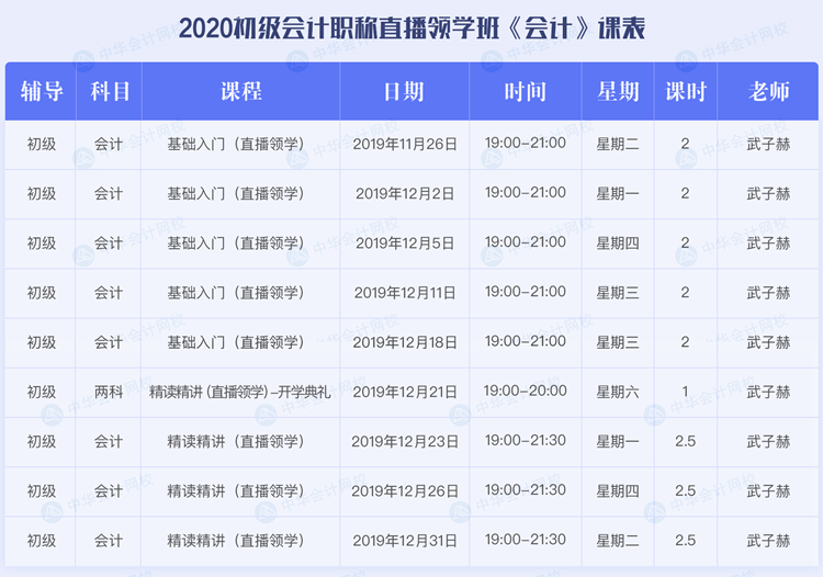 2020初級(jí)會(huì)計(jì)職稱(chēng)考試直播領(lǐng)學(xué)班《初級(jí)會(huì)計(jì)實(shí)務(wù)》課程安排表