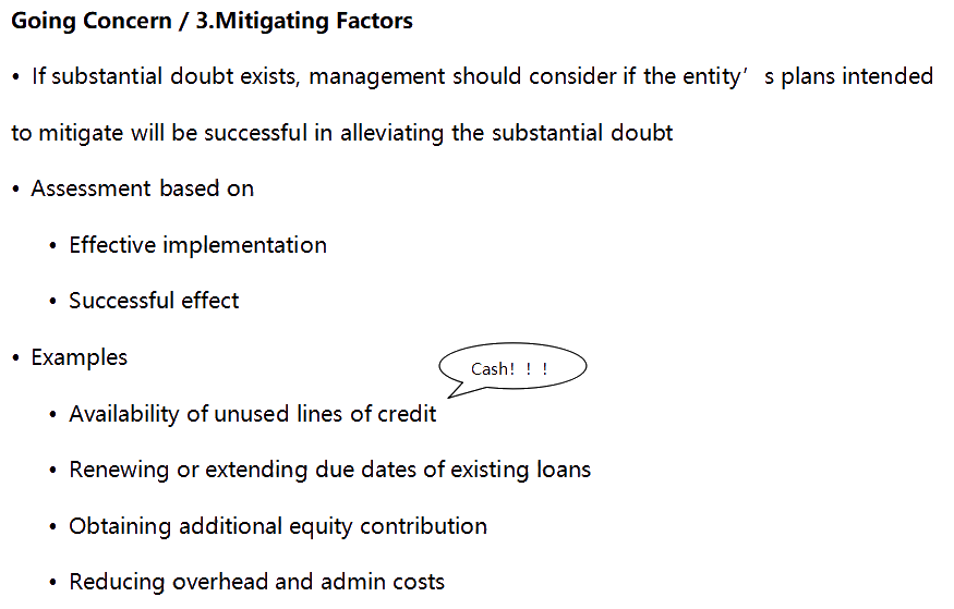 AICPA知識點：持續(xù)經營Going Concern —Mitigating Factors