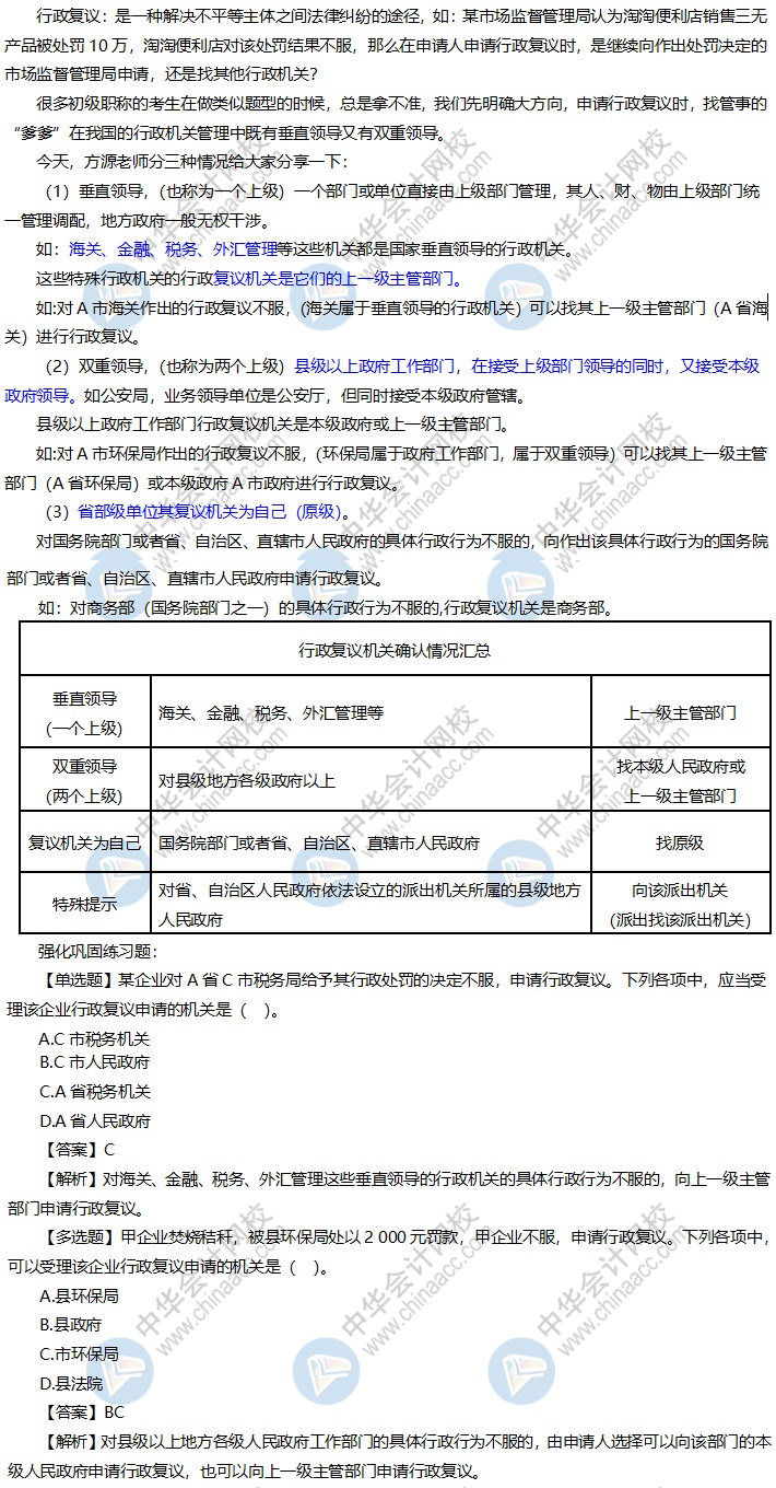 【我們一起學(xué)初級會計】行政復(fù)議時如何找到管事的“爹爹”