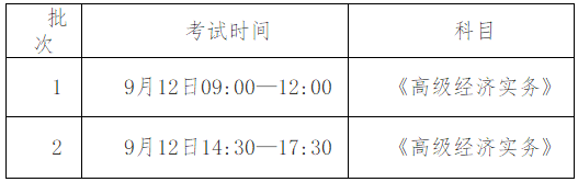 畢節(jié)高級經濟師考試時間