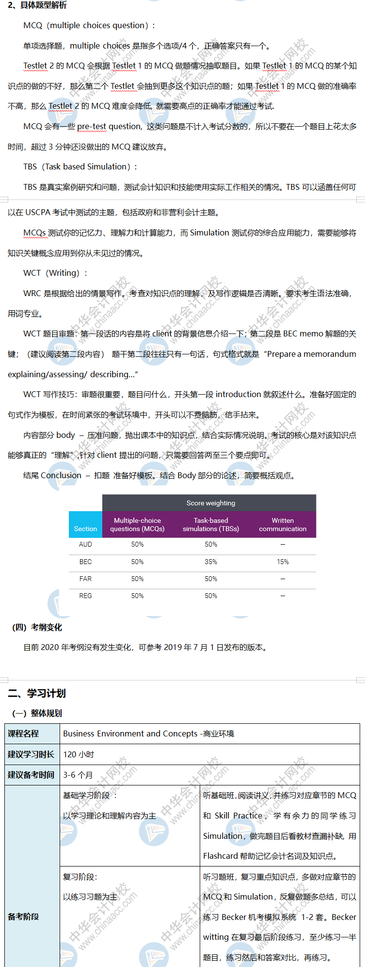 就差你沒(méi)看了！2020美國(guó)注會(huì)《商業(yè)環(huán)境BEC》學(xué)習(xí)計(jì)劃表到！