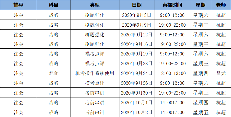 2020注會《戰(zhàn)略》C位奪冠課表來了！