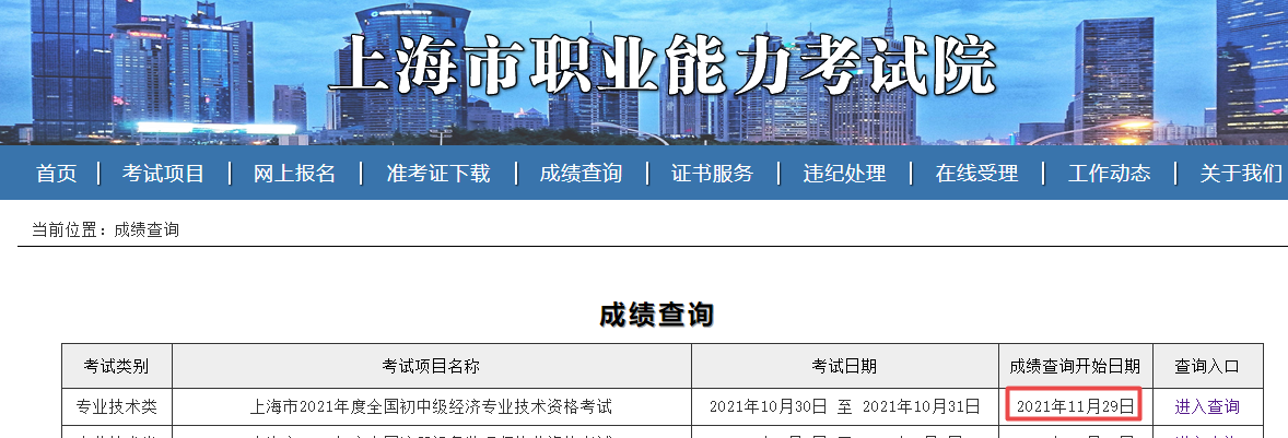 上海初中級經(jīng)濟(jì)師考試成績查詢時(shí)間