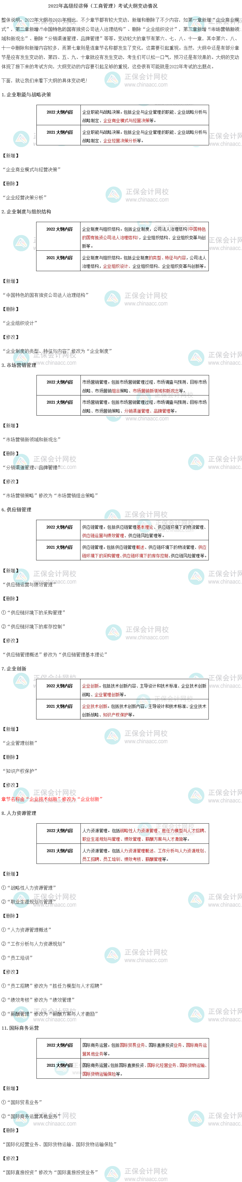 2022年高級(jí)經(jīng)濟(jì)師工商管理考試大綱變化