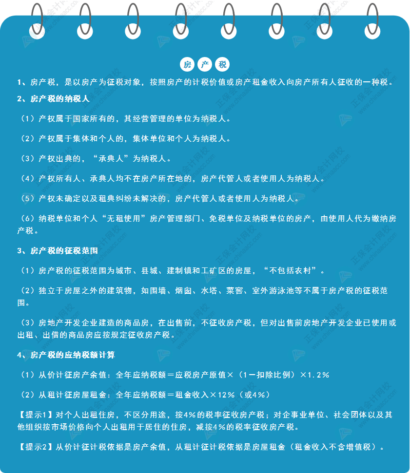 《經(jīng)濟法基礎(chǔ)》30天重要知識點打卡！第21天：房產(chǎn)稅