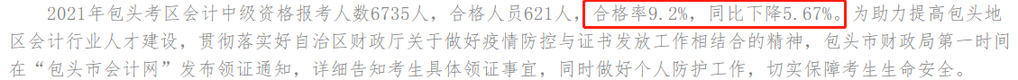 一地官宣2021年中級會計(jì)考試合格率！這三大原因正影響你拿證兒！