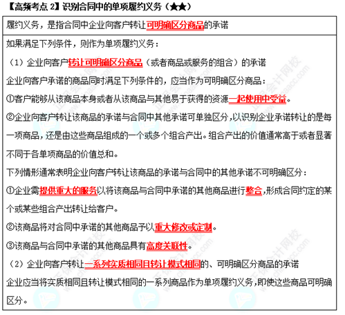 《中級會計實務》高頻考點：識別合同中的單項履約義務（★★）