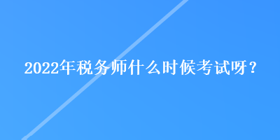 2022年稅務(wù)師什么時候考試呀？