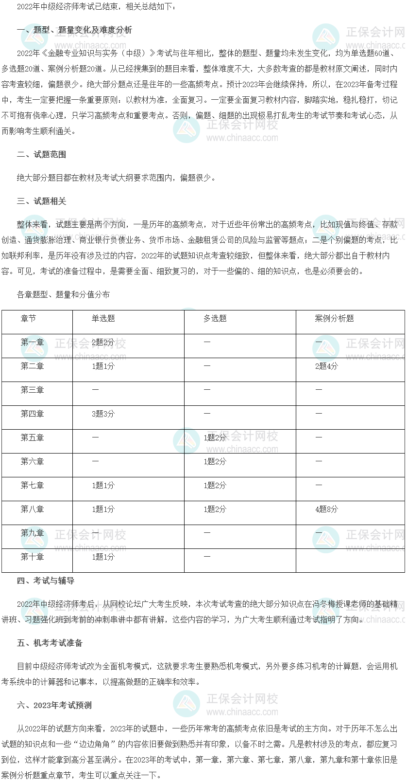 2022年中級經(jīng)濟師《金融》考情分析及2023考情預測