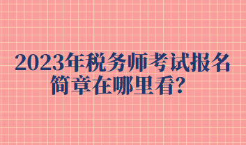 2023年稅務(wù)師考試報(bào)名簡章在哪里看？