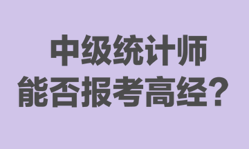 中級統(tǒng)計(jì)師能否報考高經(jīng)