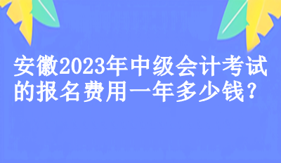 安徽2023年中級會計考試的報名費用一年多少錢？