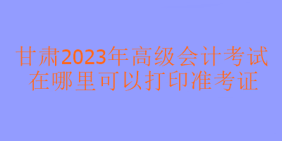 甘肅2023年高級會計(jì)考試在哪里打印準(zhǔn)考證？