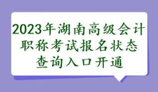 2023年湖南高級(jí)會(huì)計(jì)職稱考試報(bào)名狀態(tài)查詢?nèi)肟陂_通