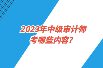 2023年中級審計師考哪些內容？