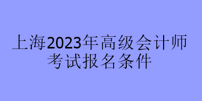 上海2023年高級(jí)會(huì)計(jì)師考試報(bào)名條件