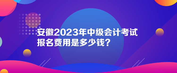 安徽2023年中級會計考試報名費用是多少錢？