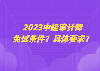 2023中級審計師免試條件？具體要求？