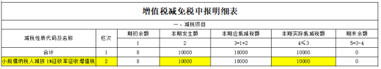 增值稅減免稅申報明細(xì)表