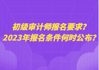 初級(jí)審計(jì)師報(bào)名要求？2023年報(bào)名條件何時(shí)公布？