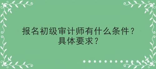 報(bào)名初級(jí)審計(jì)師有什么條件？具體要求？