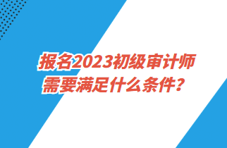 報(bào)名2023初級(jí)審計(jì)師需要滿足什么條件？