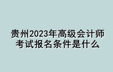 貴州2023年高級會(huì)計(jì)師考試報(bào)名條件是什么