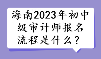 海南2023年初中級審計師報名流程是什么？