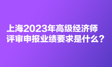 上海2023年高級經(jīng)濟師評審申報業(yè)績要求是什么？