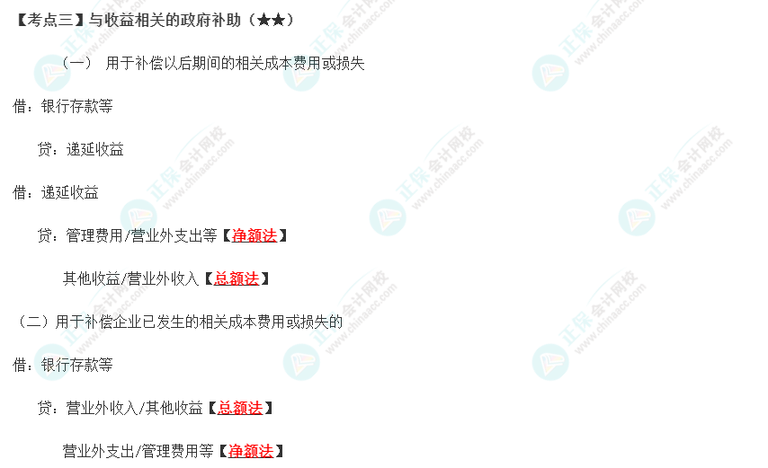 【考點三】與收益相關(guān)的政府補助