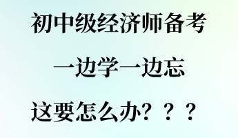 初中級經(jīng)濟(jì)師備考一邊學(xué)一邊忘 這要怎么辦？？？