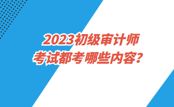 2023初級(jí)審計(jì)師考試都考哪些內(nèi)容？