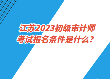 江蘇2023初級審計師考試報名條件是什么？