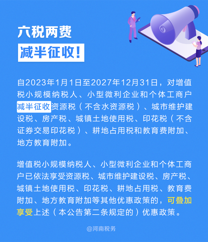 六稅兩費減半征收