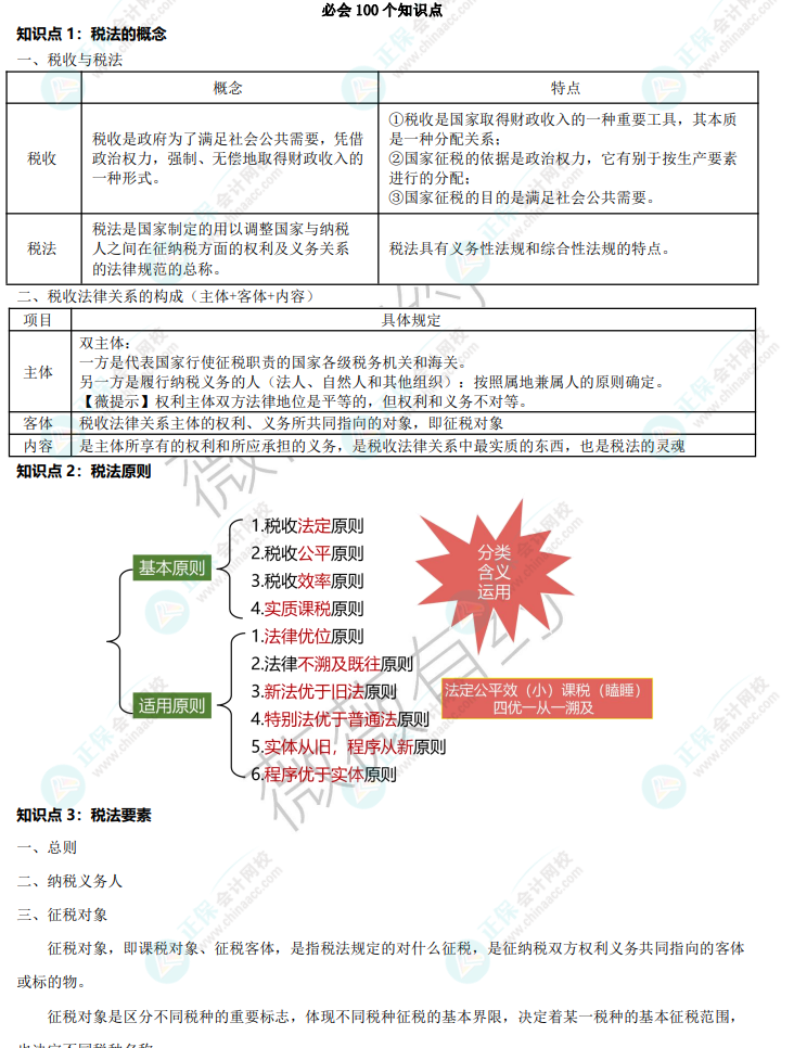 李小薇老師：注會(huì)《稅法》考前必會(huì)100個(gè)知識(shí)點(diǎn)來(lái)啦！