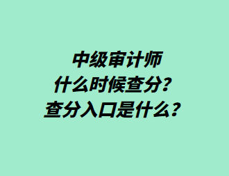 中級審計師什么時候查分？查分入口是什么？