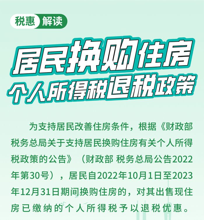 居民換購(gòu)住房，個(gè)人所得稅退稅政策