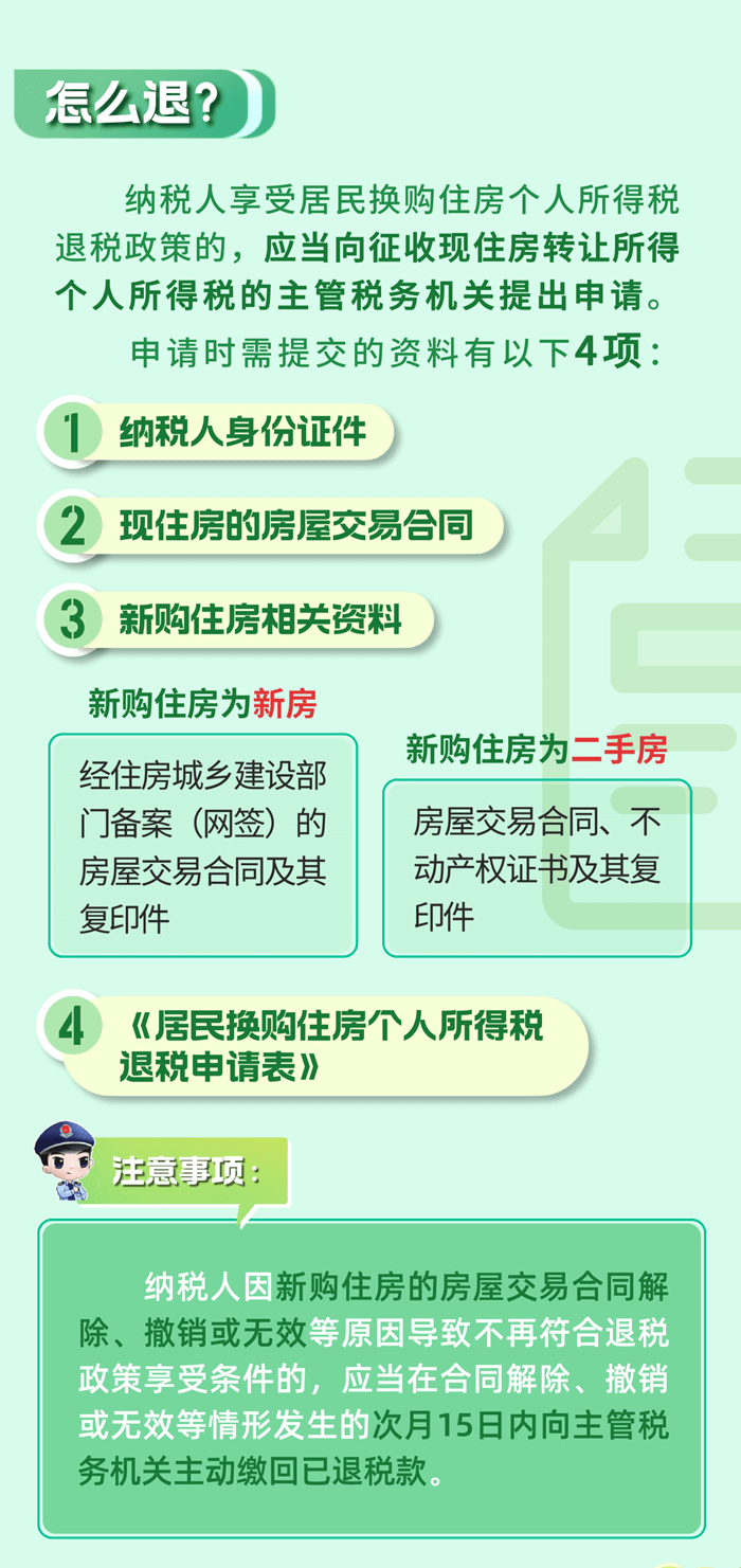 居民換購(gòu)住房，個(gè)人所得稅退稅政策