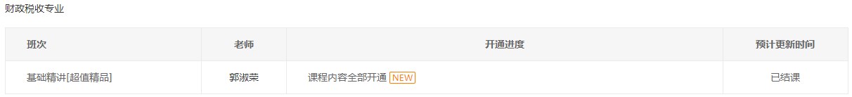 初級(jí)經(jīng)濟(jì)師2023年財(cái)稅專業(yè)基礎(chǔ)精講課程全部開通