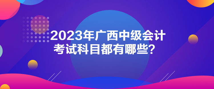 2023年廣西中級(jí)會(huì)計(jì)考試科目都有哪些？