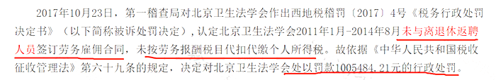 返聘離退休人員，未繳納個稅被罰100余萬元