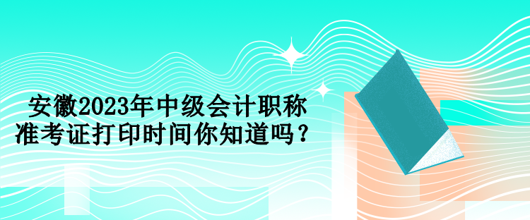 安徽2023年中級會計職稱準(zhǔn)考證打印時間你知道嗎？